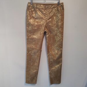 Chico's Platinum Jegging Gold Metallic Size 1.5